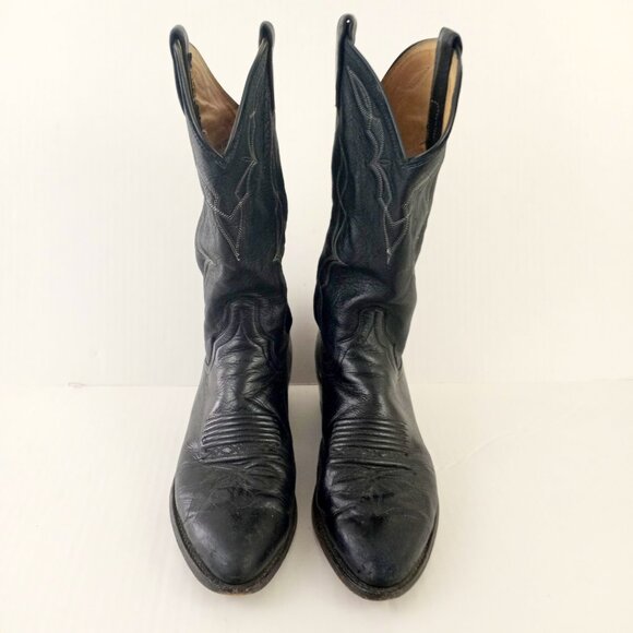 DAN POST Western Cowboy Boots 6550 Black Leather USA Made - Picture 2 of 13